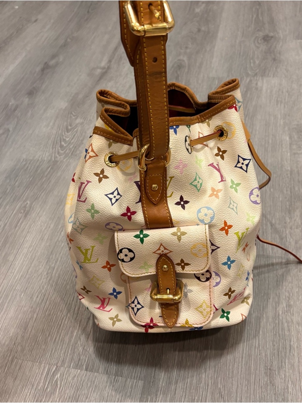 Louis Vuitton x Takashi Murakami White Multicolore Canvas Petit Noé - Picture 3 of 16